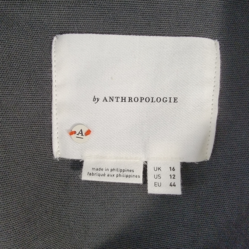 Anthropologie Structured Button Front Blazer Jacket Twill Dark Gray Size 12 - Picture 9 of 15